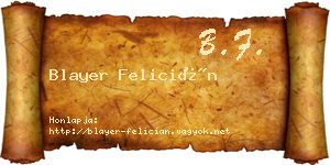 Blayer Felicián névjegykártya